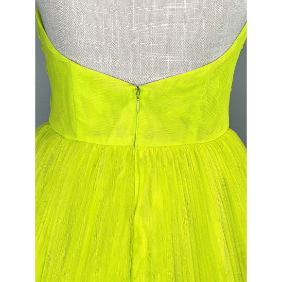 Hutch Pleated Strapless Tulle Mini dress  Bright Green Size 4 - Picture 9 of 13